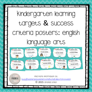 Preview of Kindergarten Learning Targets & Success Criteria Posters: English Language Arts