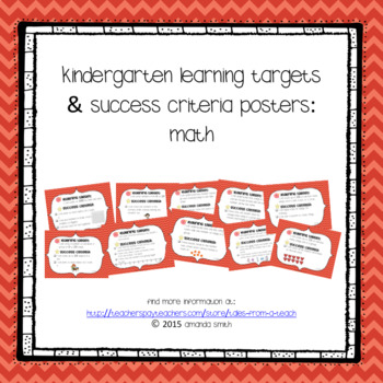 Kindergarten Learning Targets & Success Criteria Posters: Math  TpT