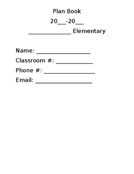 Preview of Kindergarten Lesson Plan Book Template