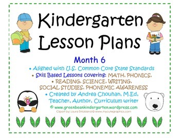 Preview of Kindergarten Lesson Plans - Month 6 - Common Core Aligned -GBK