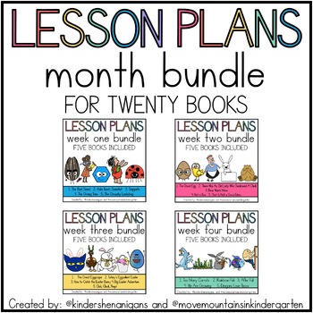 Preview of Kindergarten Lesson Plans for Subs MONTH BUNDLE