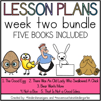 Preview of Kindergarten Lesson Plans for Subs, Week 2 BUNDLE