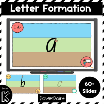 Preview of Kindergarten Letter Formation Dirt, Grass, Sky NSW Font Interactive Powerpoint