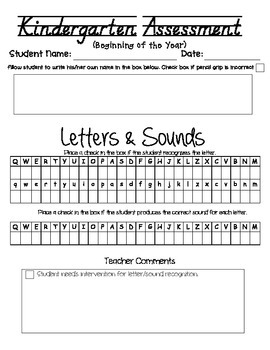 Kindergarten Letter Sound Assessment by Loving on Little Ones | TpT