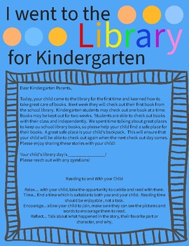 Preview of Kindergarten Library Letter