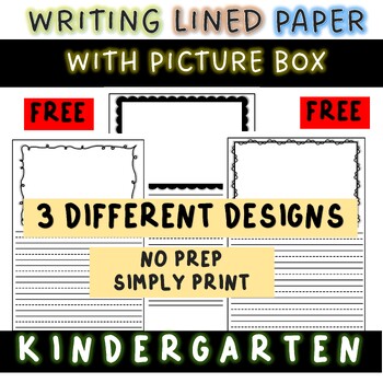 Kindergarten Writing Paper with Picture Box by Mrs E Virtually