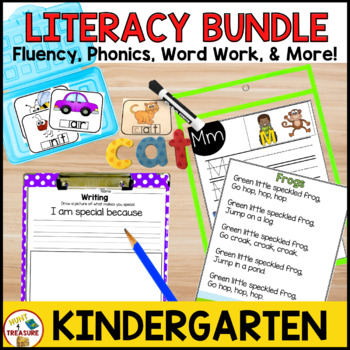 Preview of Kindergarten Literacy Bundle | Fluency, Phonics, Word Work, & More