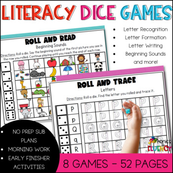 Preview of No Prep Kindergarten Centers - Early Finisher Packet - Dice Games
