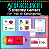 Kindergarten Literacy Centers - Any Season - FIVE Centers
