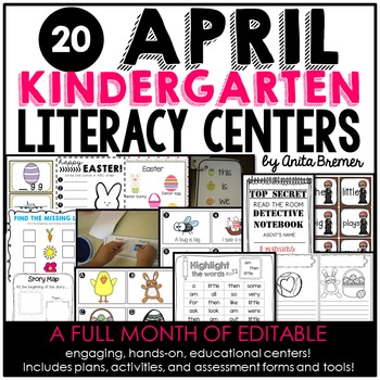 Preview of Kindergarten Literacy Centers for April
