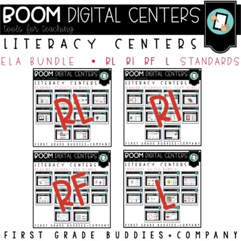 Preview of Kindergarten Literacy Centers Digital BOOM CARDS™ ( Year Long Bundle )