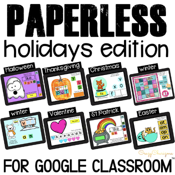 Preview of Kindergarten Literacy Centers Holidays Seasonal Activities for Google Classroom