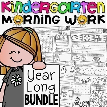 Preview of 1 Kindergarten Literacy Morning Work YEAR LONG BUNDLE with phonics!