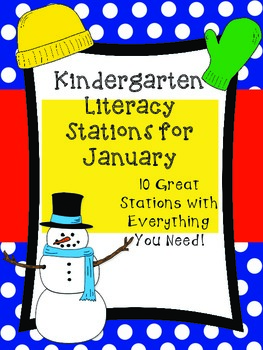 Preview of Kindergarten Literacy Stations for January (10 Engaging Stations!)