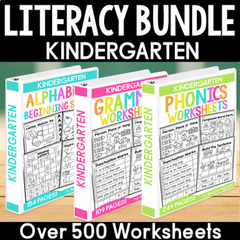 Preview of Kindergarten Literacy Worksheet MEGA BUNDLE - English Language Arts