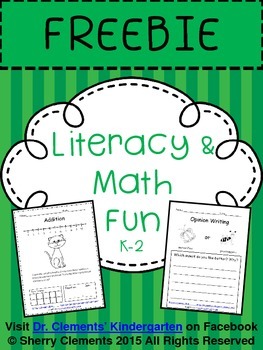 Preview of Kindergarten Literacy and Math 4 page FREEBIE