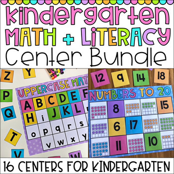 Preview of Kindergarten Literacy and Math Centers - THE MEGA BUNDLE