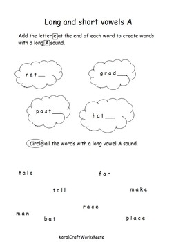 Preview of Kindergarten Long and Short Vowels A
