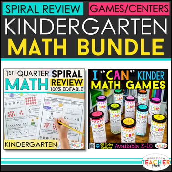 Preview of Kindergarten Math BUNDLE | Math Spiral Review & Math Games | ENTIRE YEAR