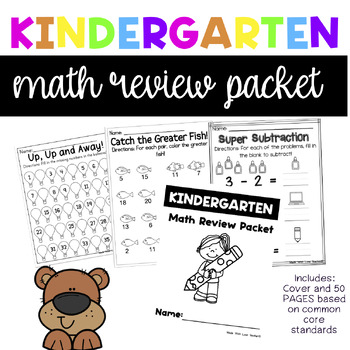 Preview of Kindergarten MATH REVIEW PACKET Based on Common Core Standards