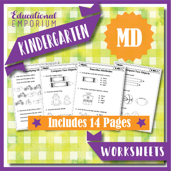 Preview of Kindergarten MD Worksheets: Measurement & Data Worksheets, Kindergarten