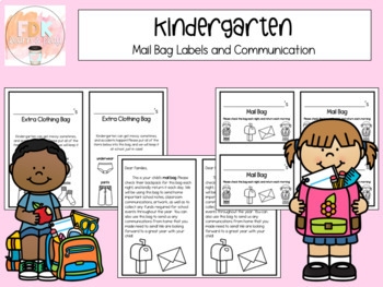 Preview of Kindergarten Mail Bag Labels
