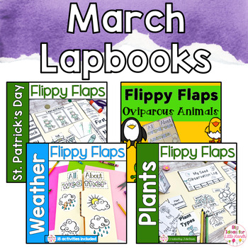 Preview of Kindergarten March Lapbook Activities Bundle | Interactive Notebook