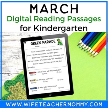 Preview of Kindergarten March Reading Passages Digital Google Slides