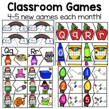 Kindergarten Matching Puzzles Bundle- Kindergarten Centers | TpT
