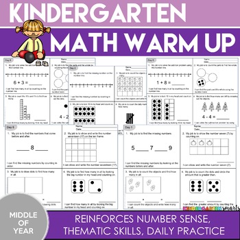 Preview of Kindergarten Math Warm Up: (Middle of the Year)