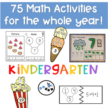 Preview of Kindergarten Math Activity Centers for the Whole Year!