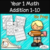 Year 1 Math - Addition 1-10 | 20 No Prep Worksheets