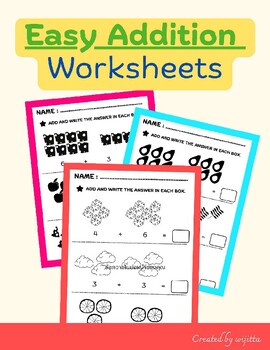 Preview of Kindergarten Math Addition Easy math Printable - Addition Worksheets
