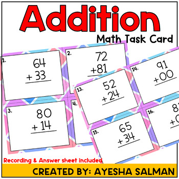 Preview of Kindergarten Math Addition Task Cards