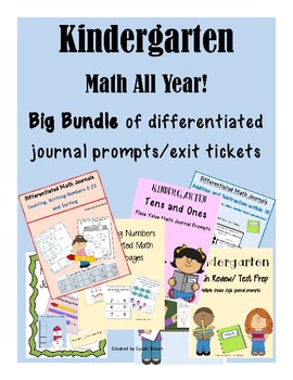 Preview of Kindergarten Math All Year!  Big Bundle Journal Prompts/Exit Tickets