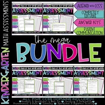 Preview of Kindergarten Math Assessment BUNDLE | EDITABLE End of the Year Post Assessments