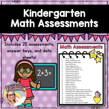 Preview of Kindergarten Math Assessments | Beginning | Mid | End | Year Long | Full Year