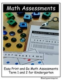 Kindergarten Math Assessments (Includes Term 1 and 2)