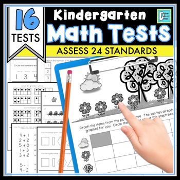 Preview of Kindergarten Math Assessments for Beginning, Mid Year, & End of Year Tests