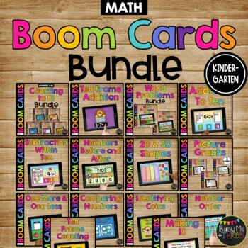 Preview of Kindergarten Math Boom Cards™ BUNDLE for Stations Addition Subtraction Making 10