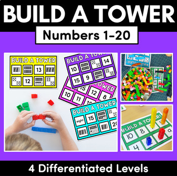 Preview of Kindergarten Math - Build A Number Tower BUNDLE