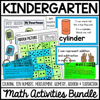 Preview of Kindergarten Math Activities Bundle -  Skills Practice, Teaching Tools, and More