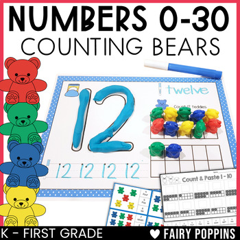 Preview of Kindergarten Math Center Counting Bears (Numbers 0-30)