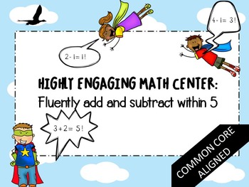 Preview of Kindergarten Math Center- Fluently adding and subtracting within 5- English