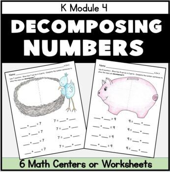 Preview of Decomposing 5, 6, 7, 8, 9, 10  Centers / Worksheets EASEL Activity