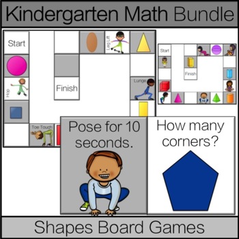 Preview of Kindergarten Math Center Shapes Games: Yoga and Fitness Geometry Board Games