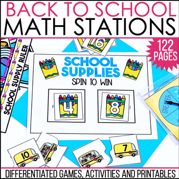 Preview of Kindergarten Math Centers - Back To School Math Stations and Math Activities