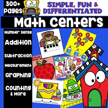 Preview of Kindergarten Math Centers Beginning of Year Back to School Games Activities