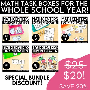 Math Task Boxes for Kindergarten: Set 4 - Katie Roltgen Teaching