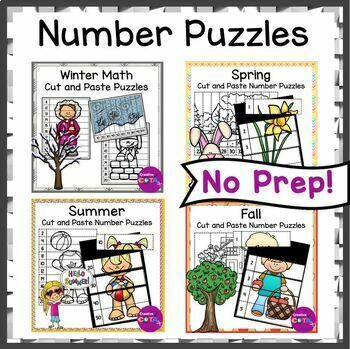 Preview of Occupational Therapy or Math Center Cutting Skills Number Order Puzzles Bundle
